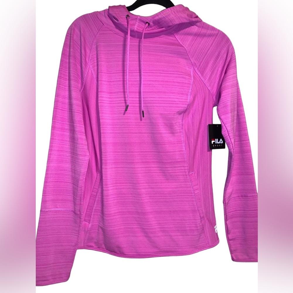 Fila (NWT) Sz Medium Heather Pink Hooded Pullover; Kangaroo Pouch.